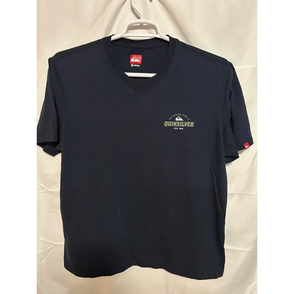 Quiksilver T Shirt‎ Mens XL Black Surf Skate Graphic Logo Short Sleeve Tee